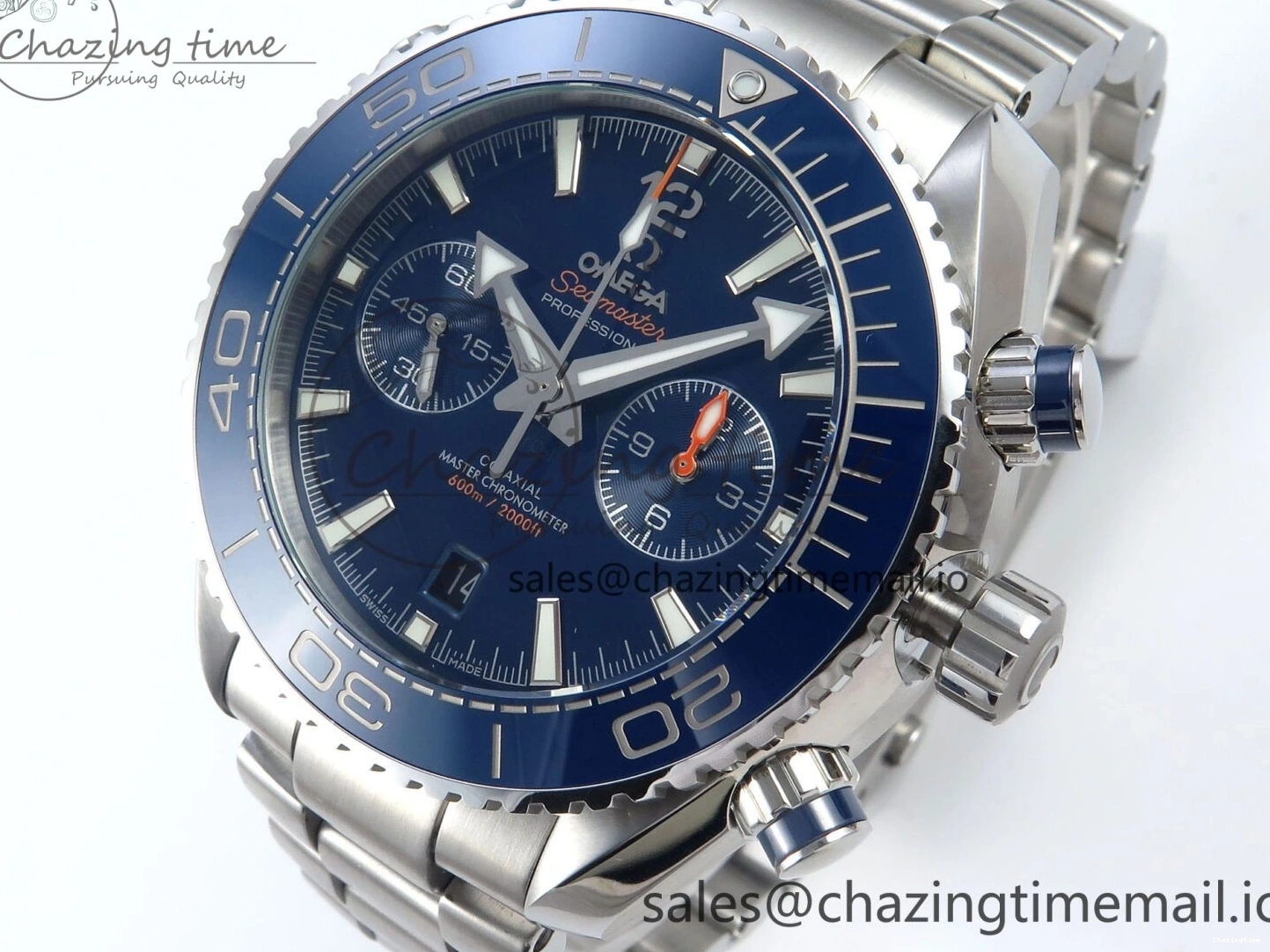 0117 Planet Ocean Master Chronometer 600M 45.5mm SS SCF 1:1 Best Edition Blue Bezel Blue Dial on SS Bracelet A9900 Super Clone Lightweight 7676